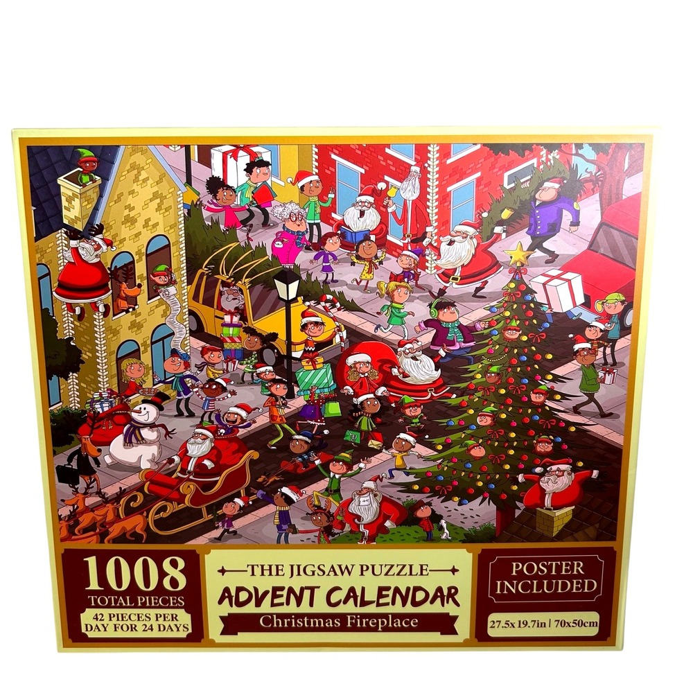New Christmas Santa Advent Calendar Jigsaw Puzzle 1008 Pieces w Poster